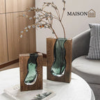 Wooden glass vase Set of 2