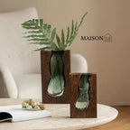 Wooden glass vase Set of 2