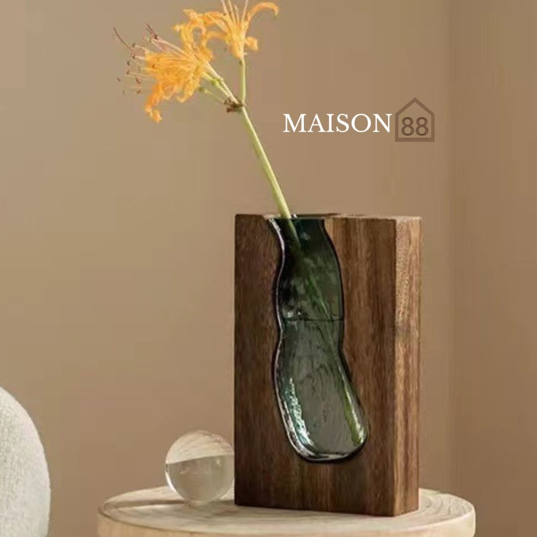 Wooden glass vase Set of 2