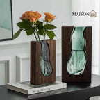 Wooden glass vase Set of 2