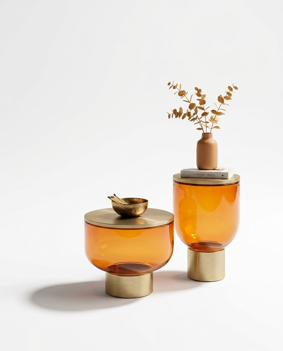 Amber Horizon Sculptural Accent Tables