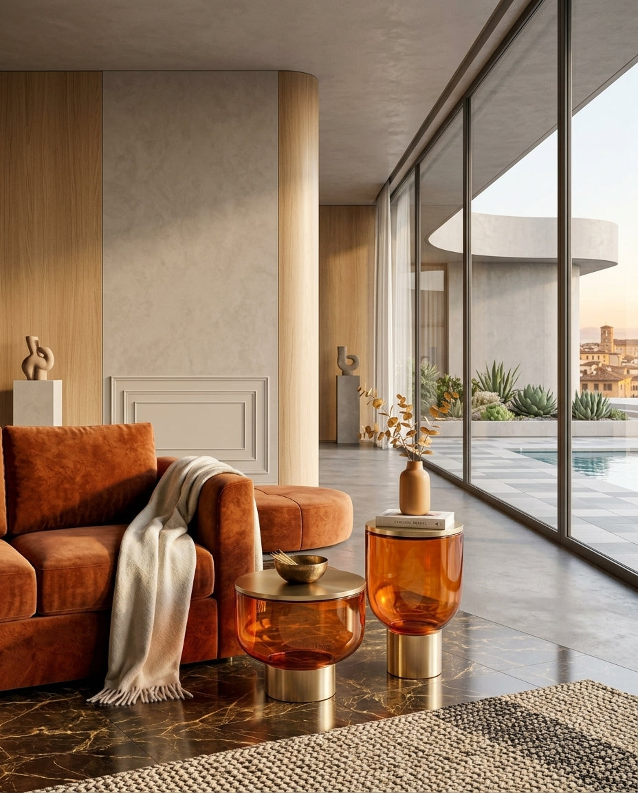 Amber Horizon Sculptural Accent Tables