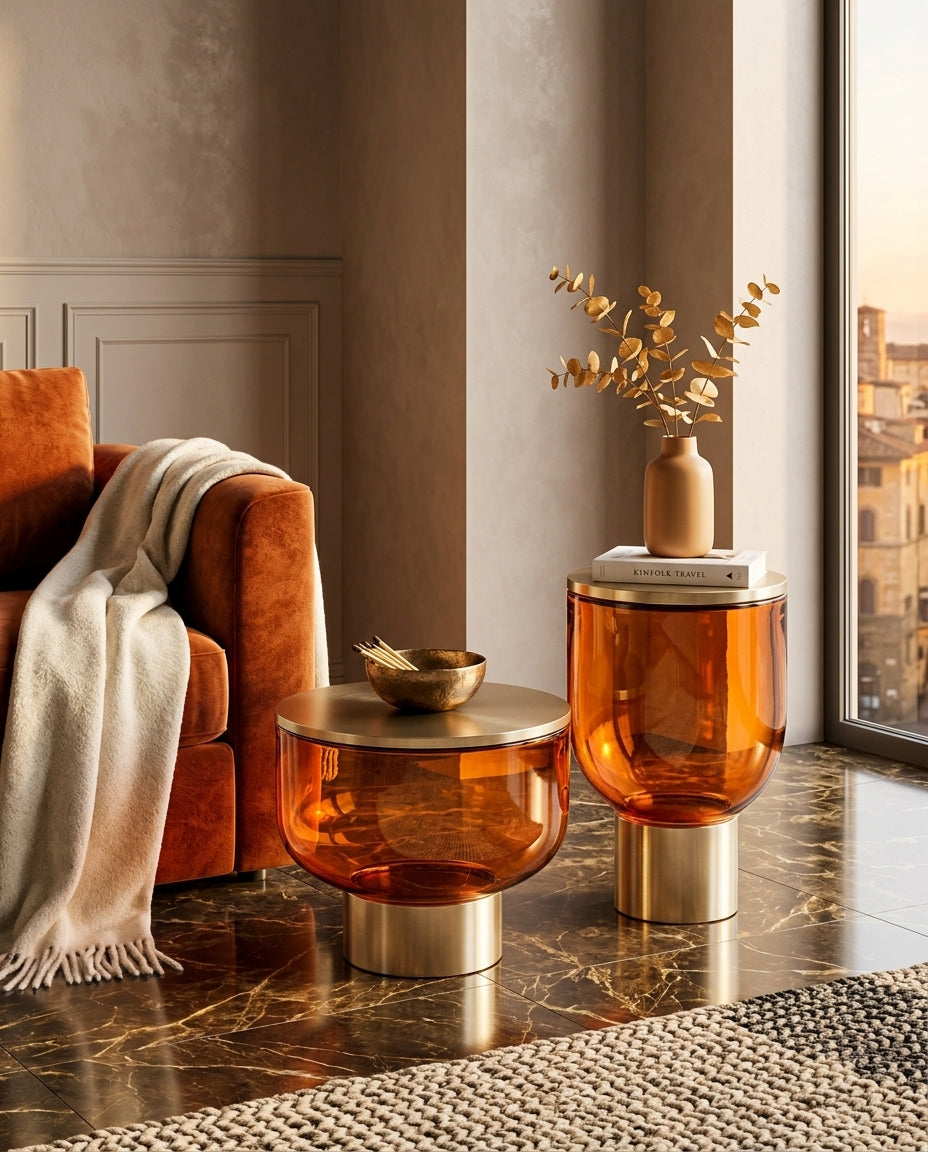 Amber Horizon Sculptural Accent Tables