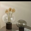 Vase with wooden base set of 2