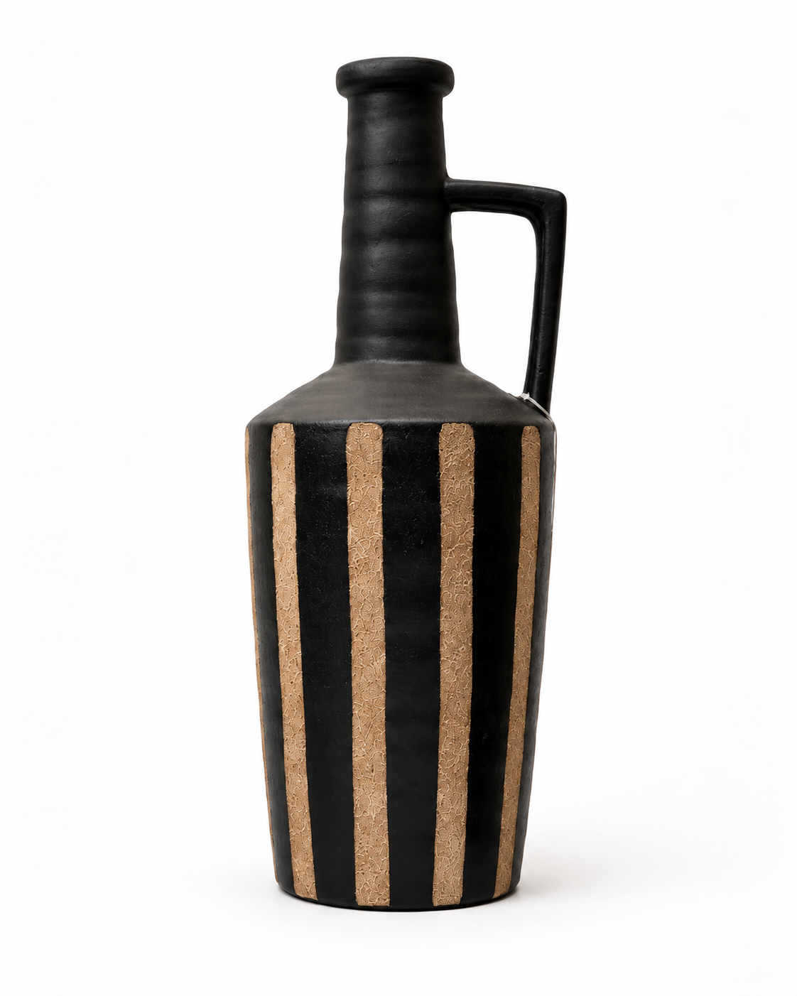 striped black and beige lux vase