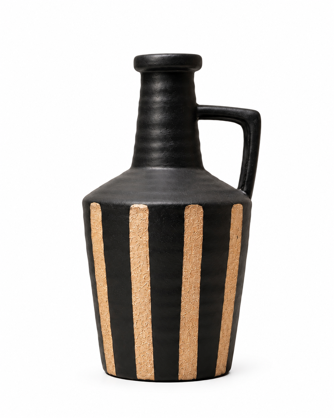 striped black and beige lux vase