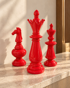 Royal Red Chess Sculptures
