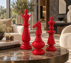 Royal Red Chess Sculptures