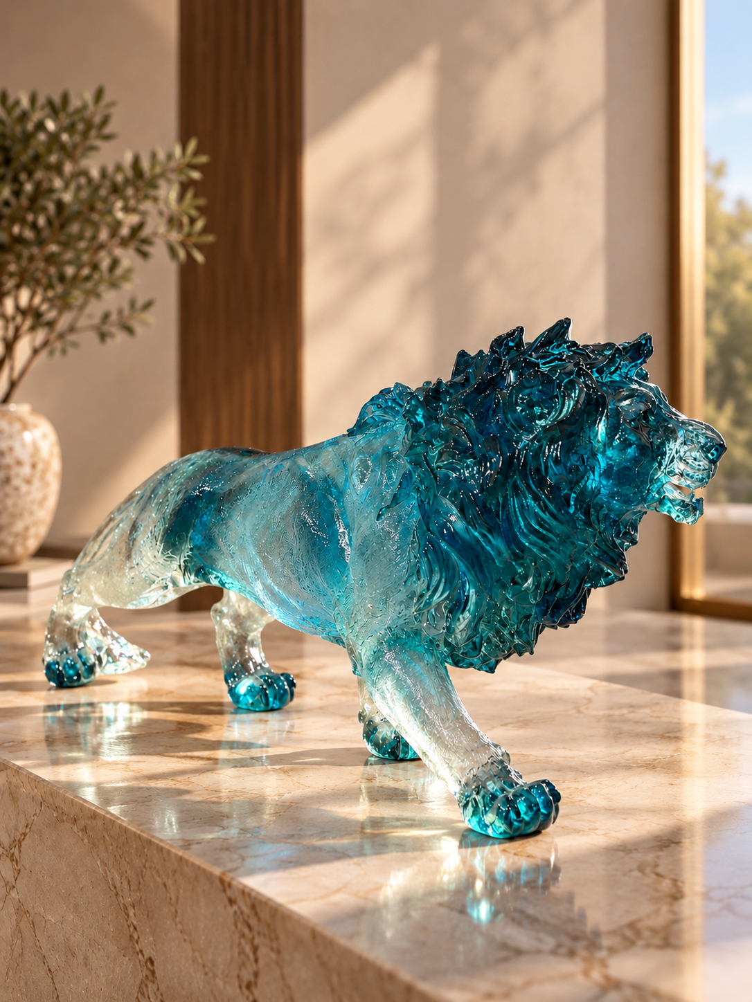 Crystal Lion Sculpture