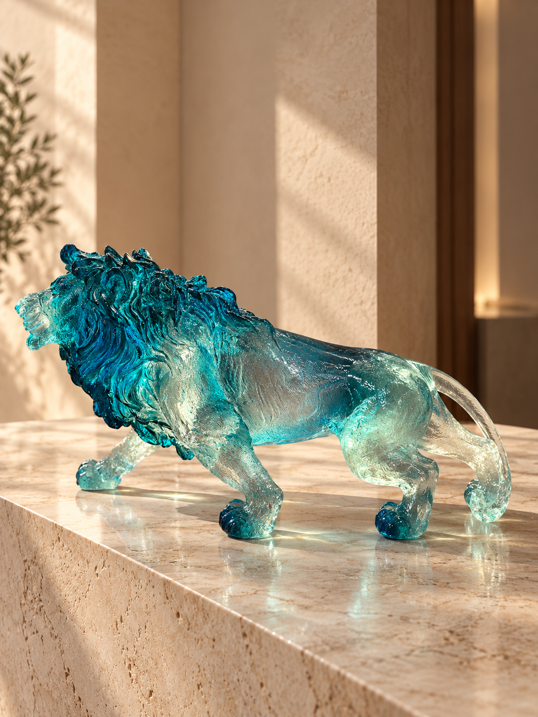 Crystal Lion Sculpture
