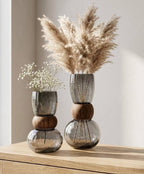 Vase with wood ring set of 2